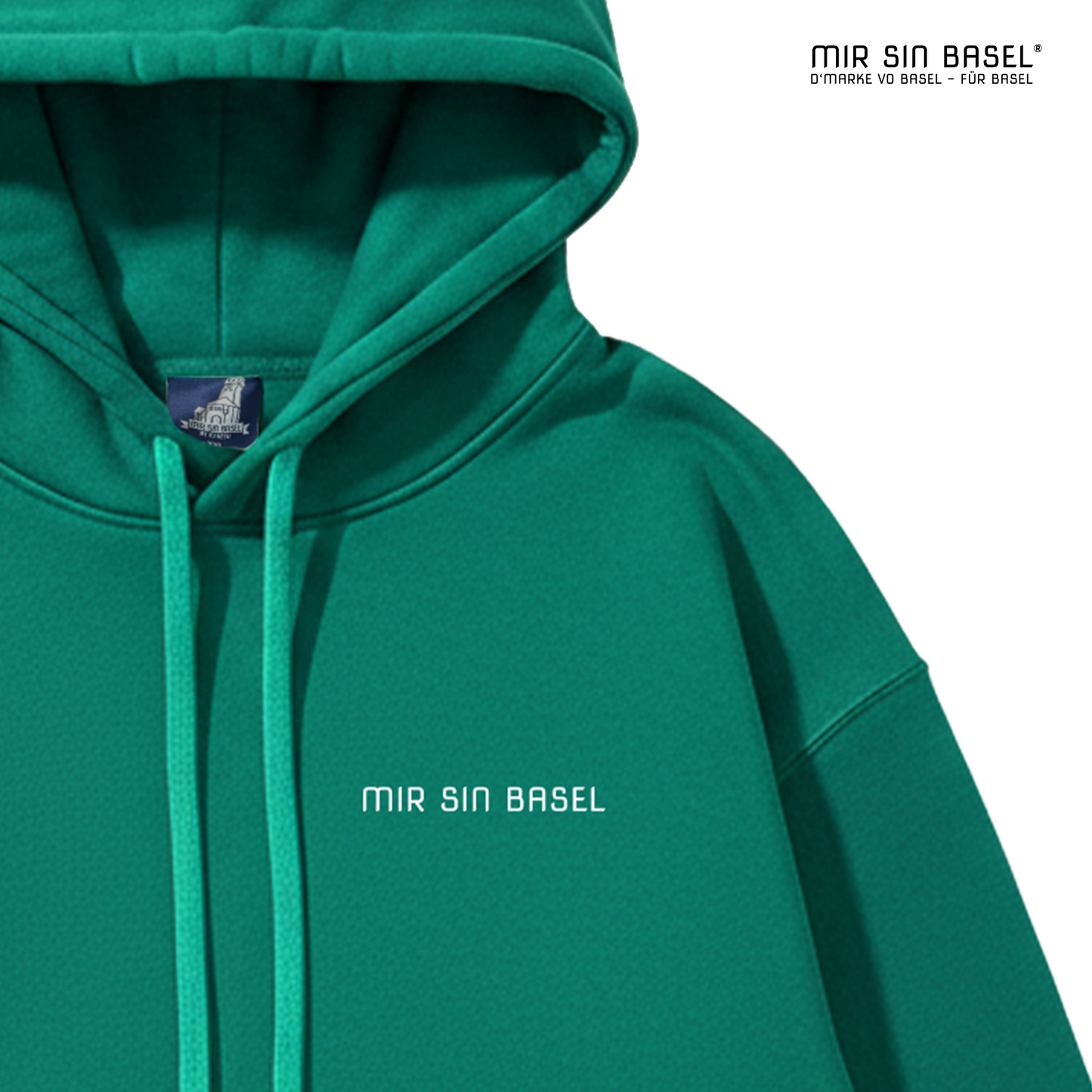 Hoodie MIR SIN BASEL – Grün – 100% Baumwolle – Unisex