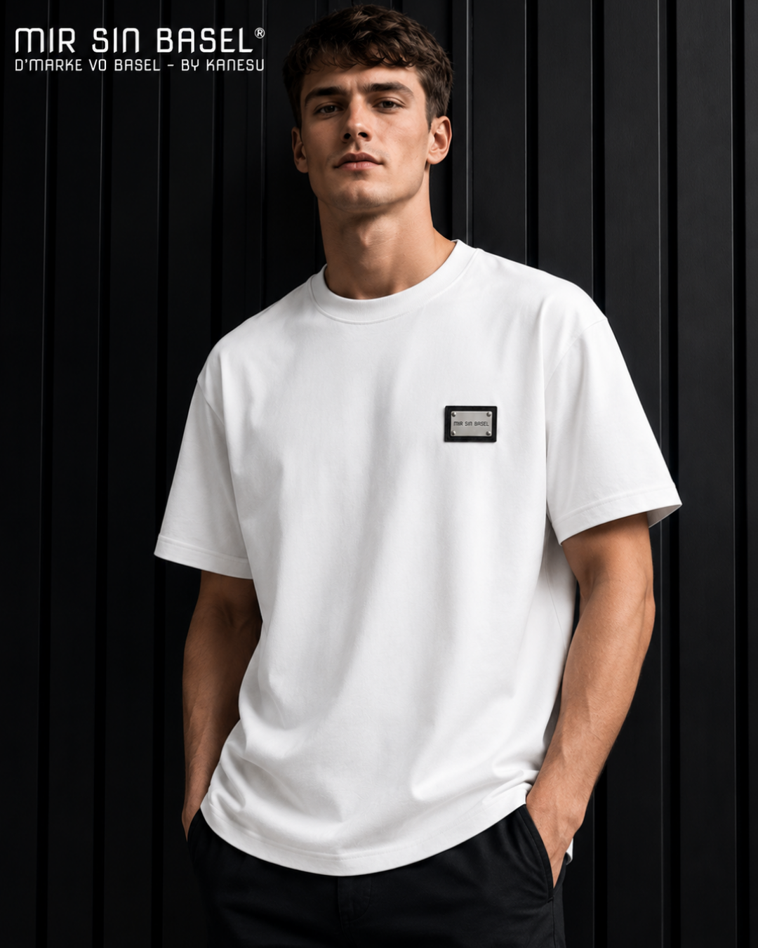 MIR SIN BASEL® Metal Badge Oversize T-Shirt White