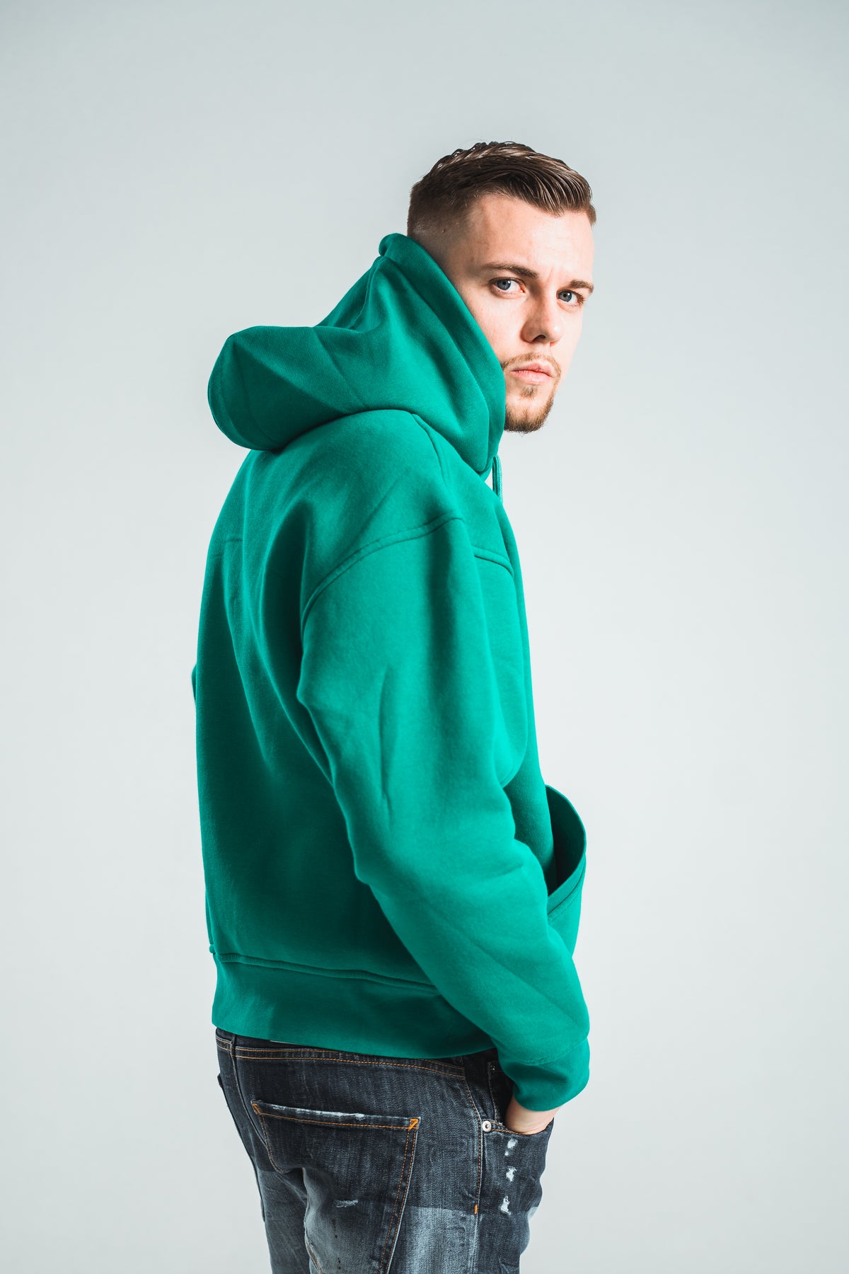 Hoodie MIR SIN BASEL – Grün – 100% Baumwolle – Unisex