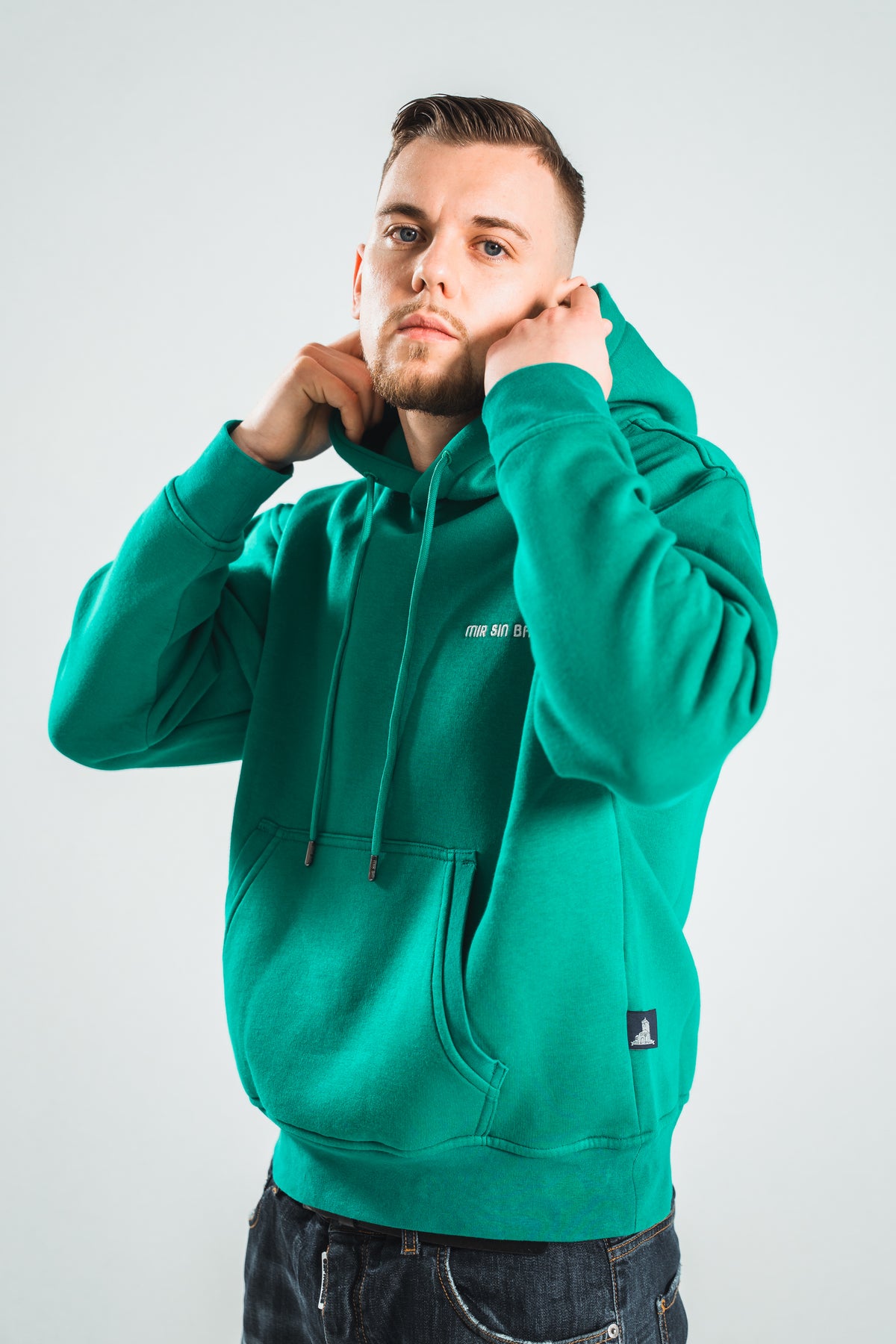 Hoodie MIR SIN BASEL – Grün – 100% Baumwolle – Unisex