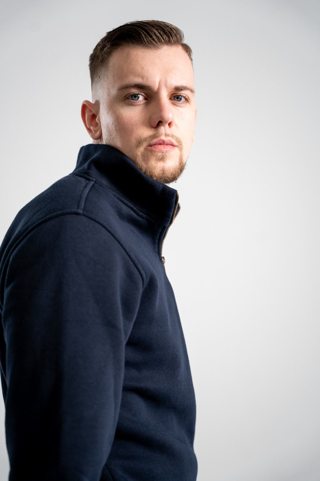 Half-Zip Pulli MIR SIN BASEL – Navy – 100% Baumwolle